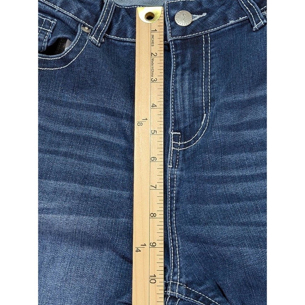 Flamingals Jeans Womens XL Y2K Western Cowgirl Bootcut Flare Whiskered Dark Wash - Picture 6 of 11